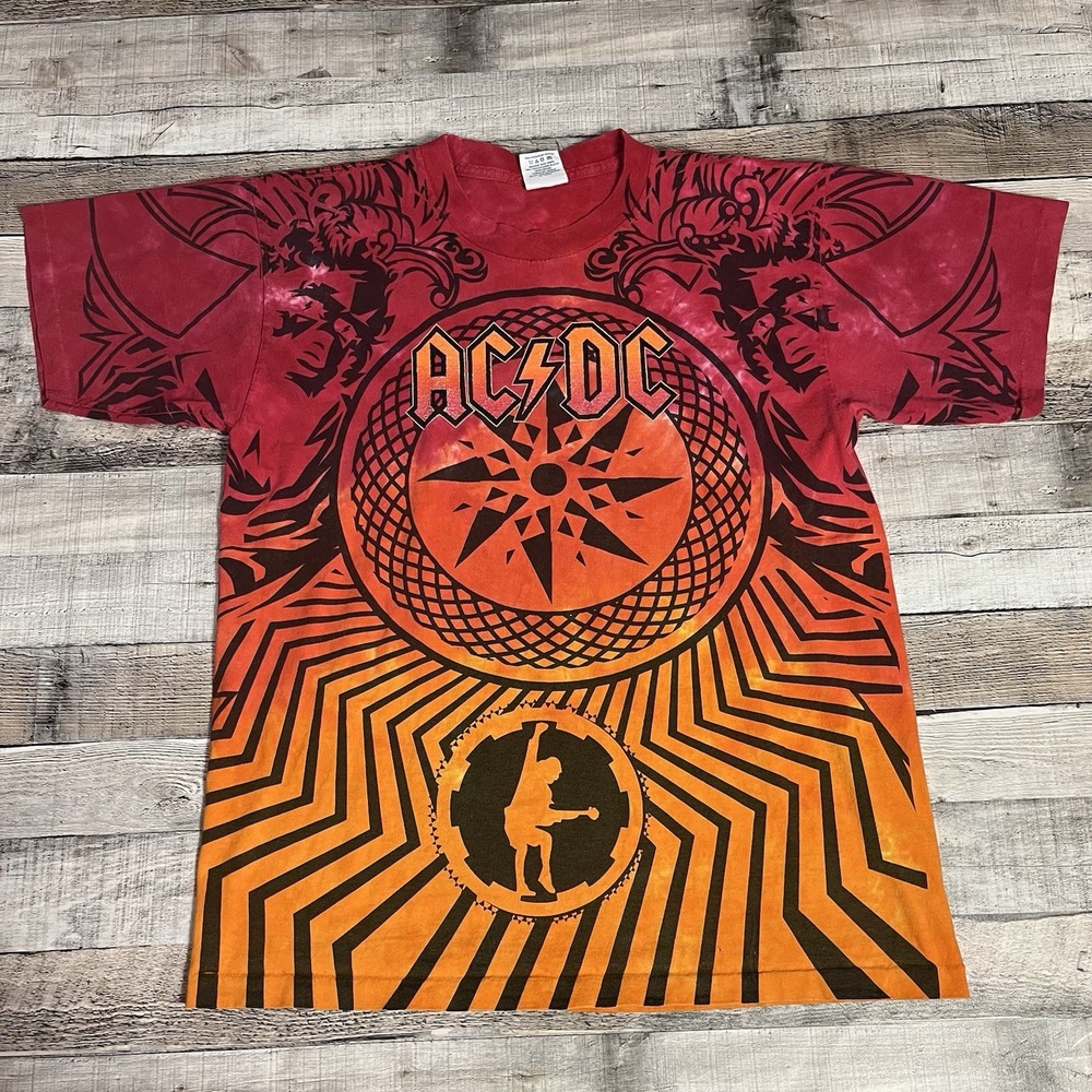 Acdc Shirt Size Large Red Orange Tie Dye Alore Black Ice Band Tee